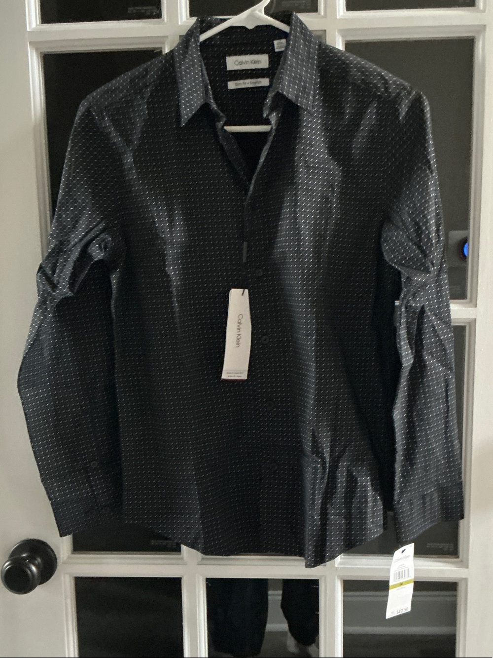 Calvin Klein Boys YouthCharcoal Shirt with Micro Dot Pattern